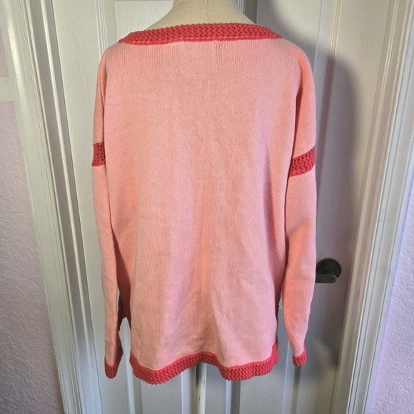 Storybook Knits Coral Pink Cardigan Sweater Sea Horsing Around‎ Size 1X Beaded - Picture 5 of 10